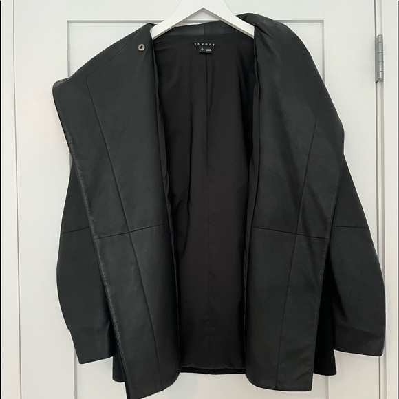 THEORY Naomo Jacket Black Wool & Leather - Picture 5 of 6
